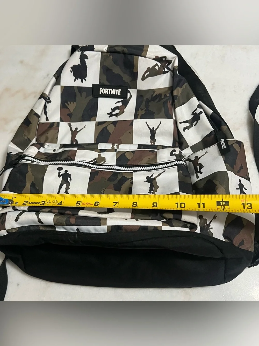 Fortnite Backpack Camo Checkered School Bag Black Multicolor Gaming Kids